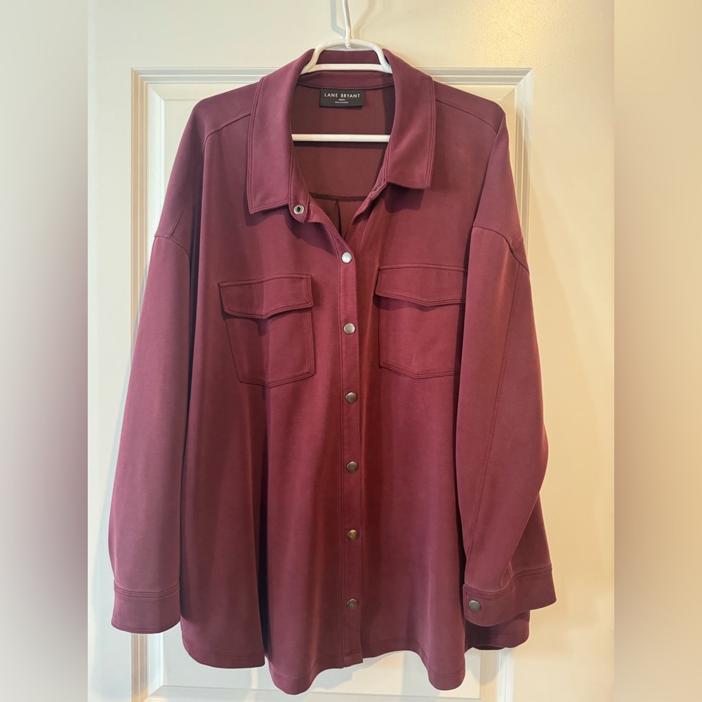 Lane Bryant Wine Button-Up Blouse